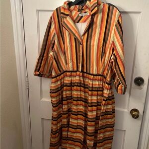 Tatyana Vibrant Striped Long Sleeve Dress